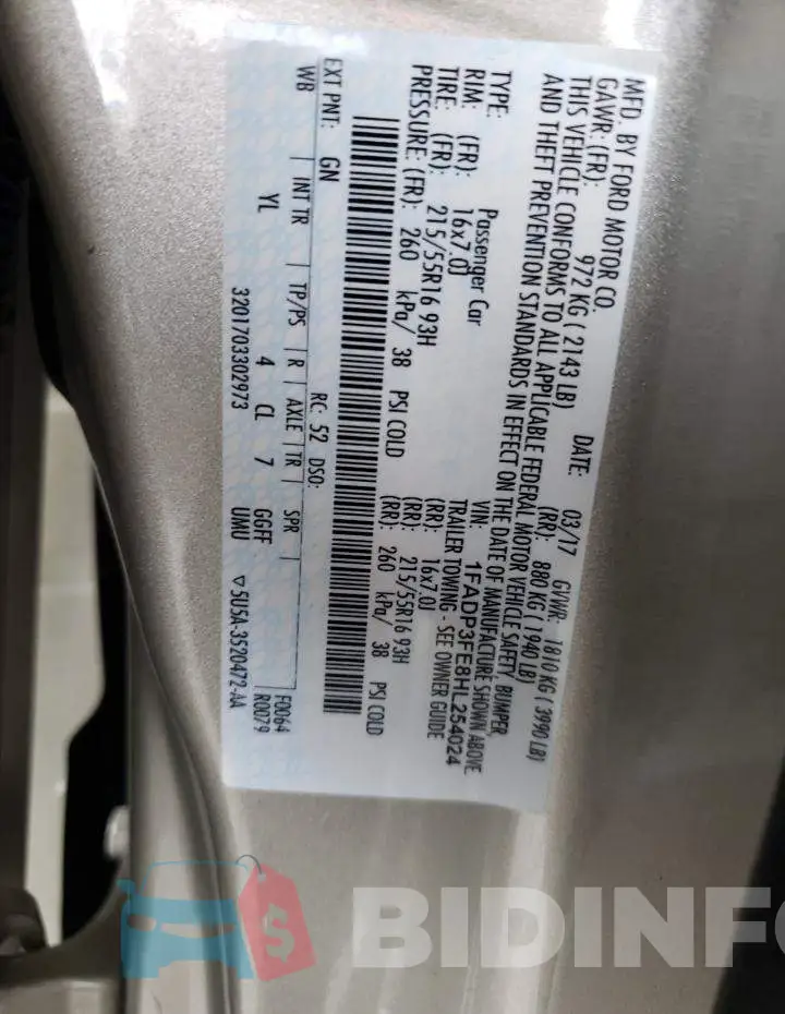 1FADP3FE8HL254024 Photo# 12