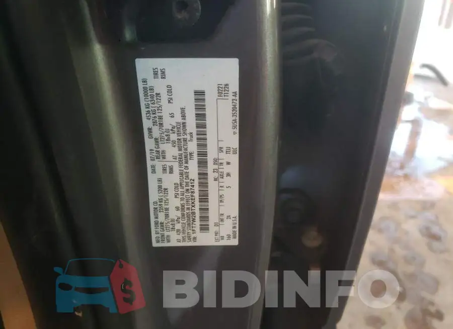 1FT7W2BTXKEF87412 Photo# 12
