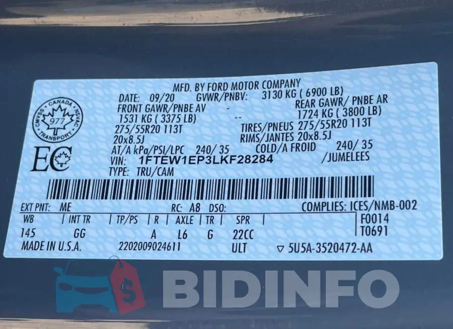 1FTEW1EP3LKF28284 Photo# 10