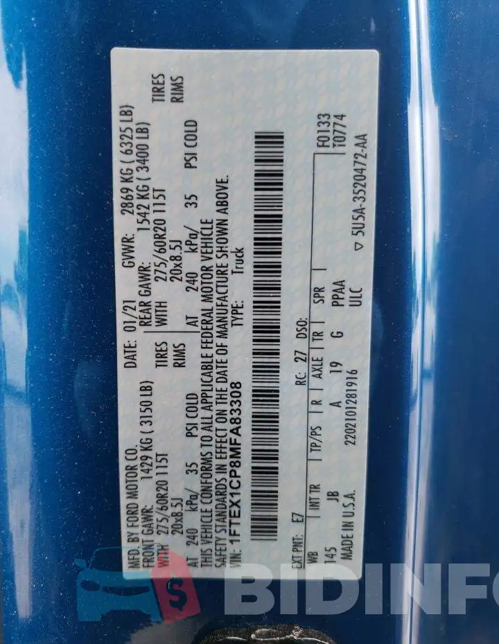1FTEX1CP8MFA83308 Photo# 13