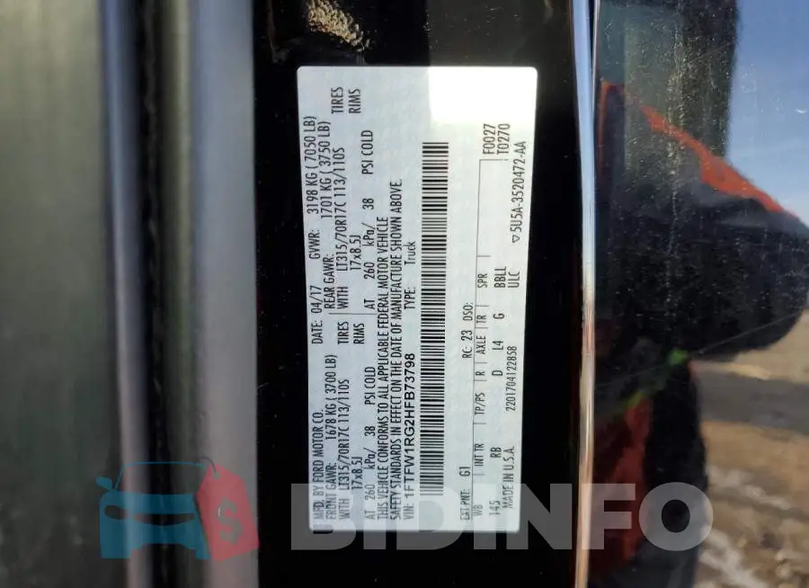 1FTFW1RG2HFB73798 Photo# 12