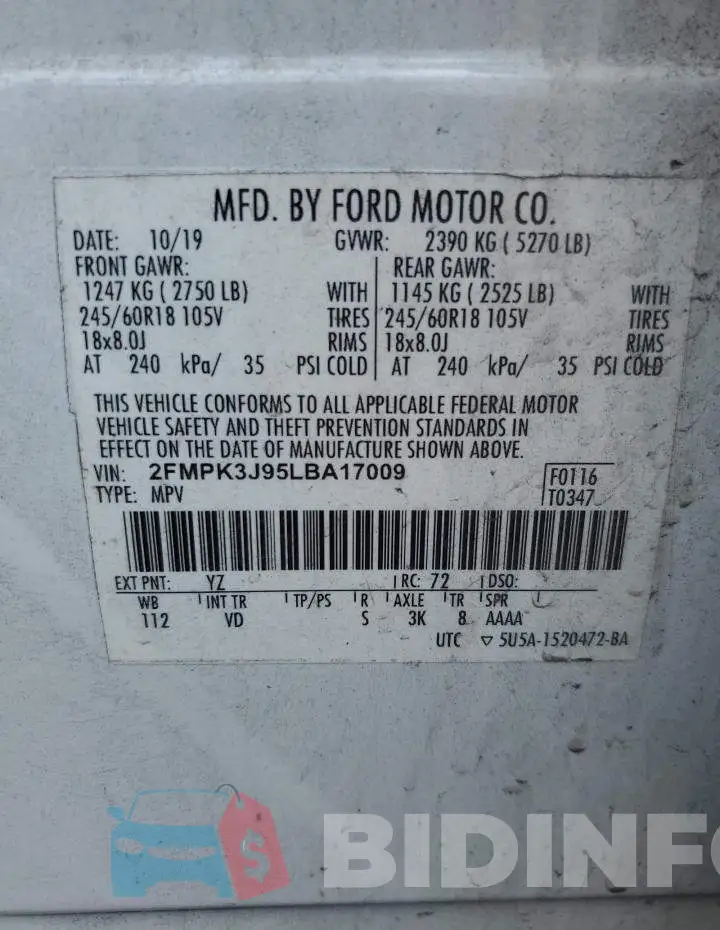 2FMPK3J95LBA17009 Photo# 13
