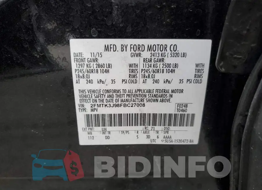 2FMTK3J98FBC27008 Photo# 14