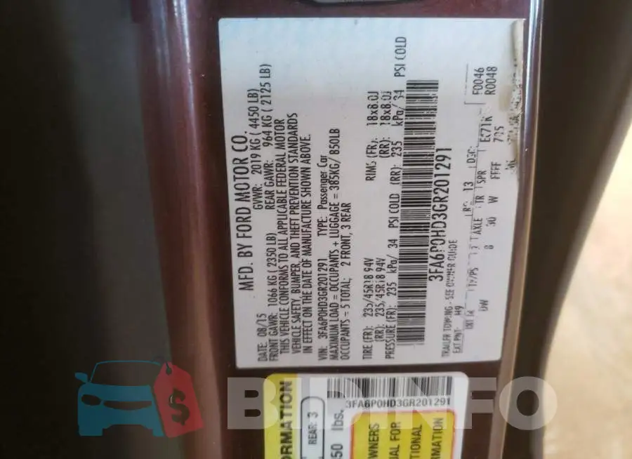 3FA6P0HD3GR201291 Photo# 10