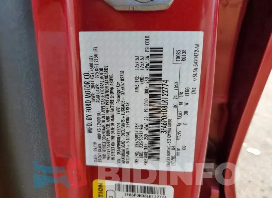 3FA6P0HD8LR122774 Photo# 12
