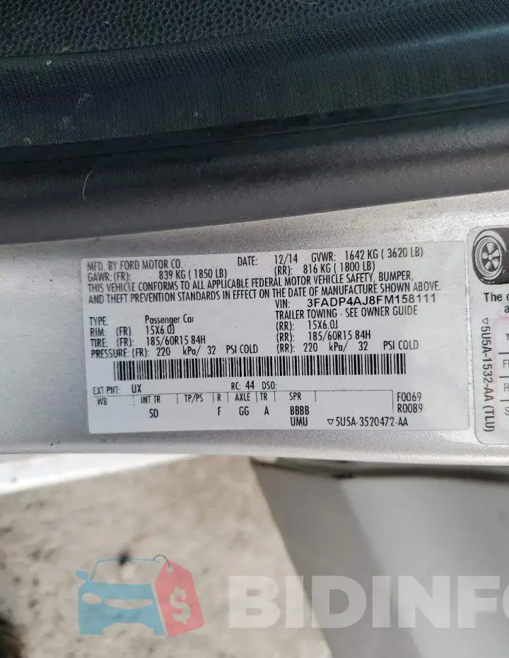 3FADP4AJ8FM158111 Photo# 12