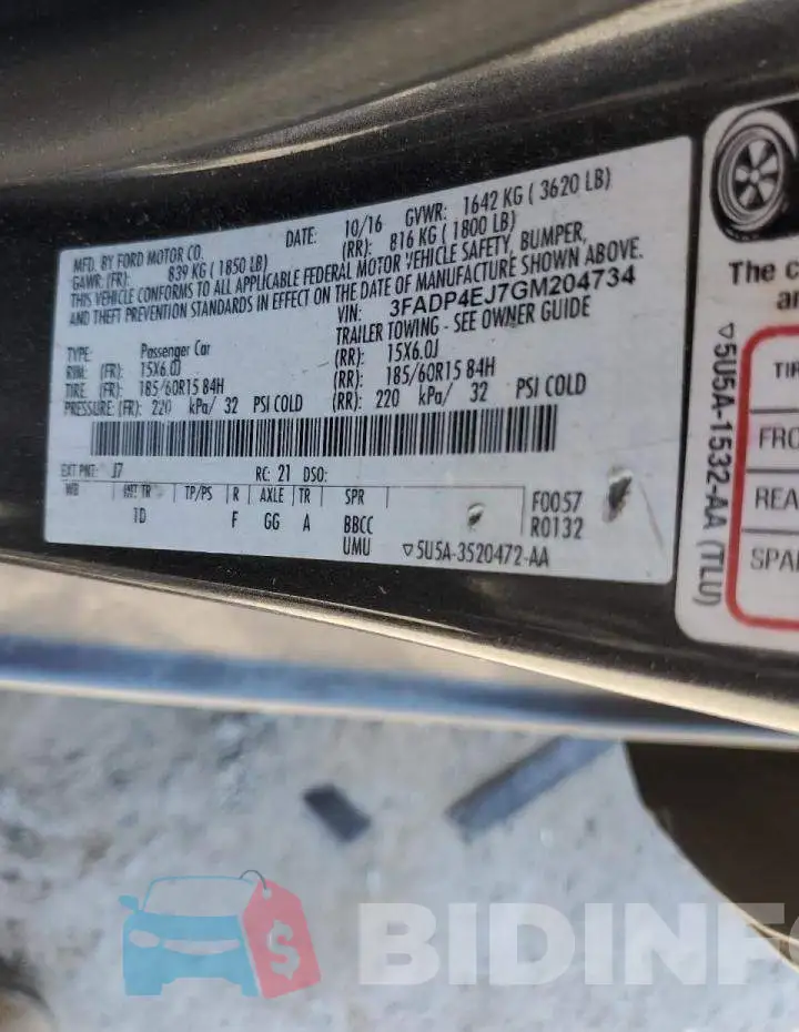 3FADP4EJ7GM204734 Photo# 12