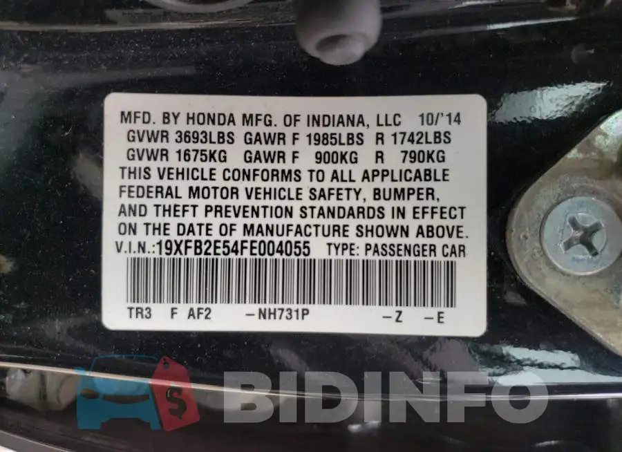 19XFB2E54FE004055 Photo# 12