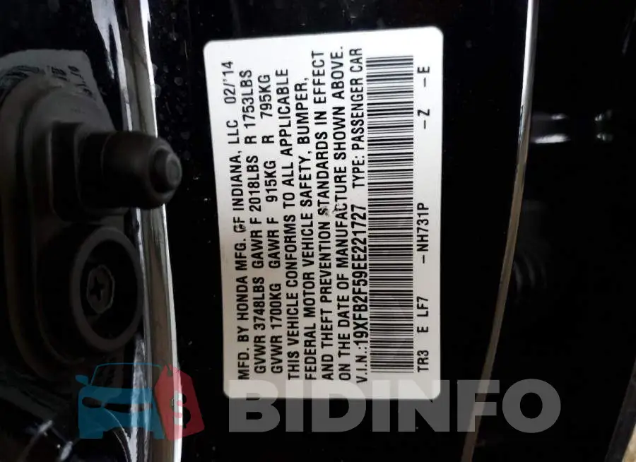 19XFB2F59EE221727 Photo# 13