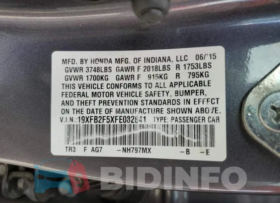 19XFB2F5XFE082841 Photo# 13