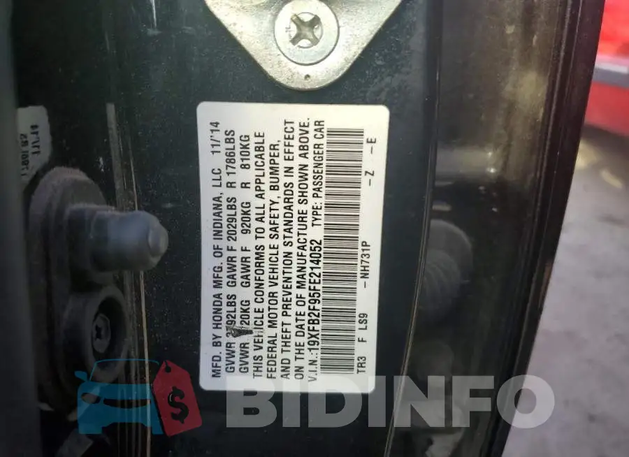 19XFB2F95FE214052 Photo# 12