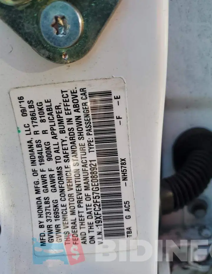 19XFC2F57GE088921 Photo# 12