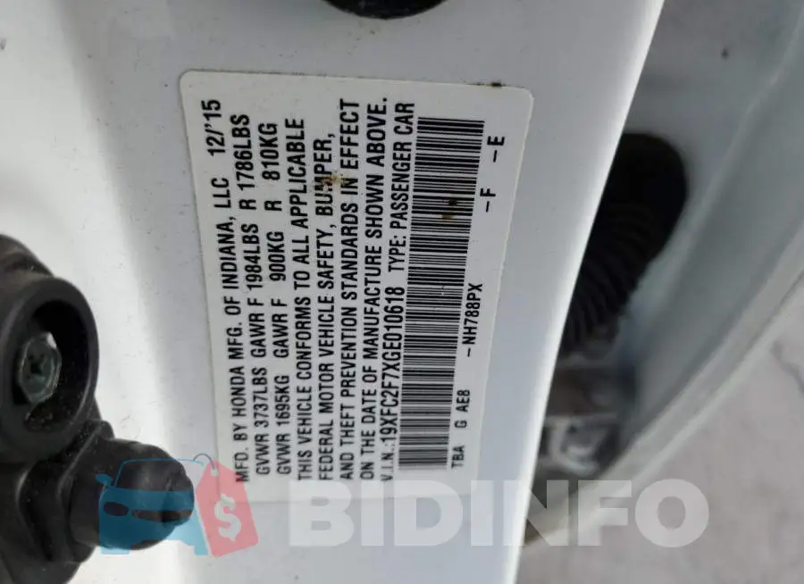 19XFC2F7XGE010618 Photo# 12