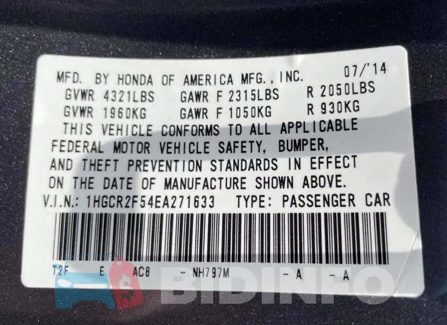 1HGCR2F54EA271633 Photo# 10