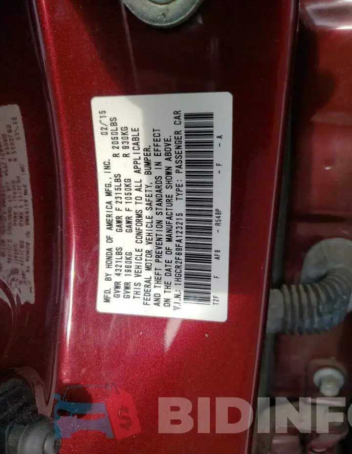 1HGCR2F89FA123215 Photo# 13