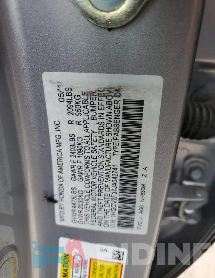 1HGCV2F37JA042741 Photo# 13