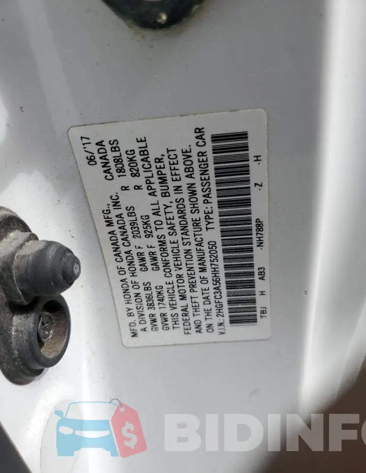 2HGFC3A56HH752050 Photo# 12