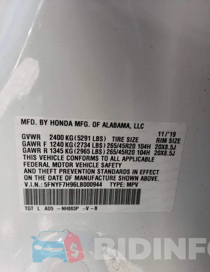 5FNYF7H96LB000944 Photo# 12