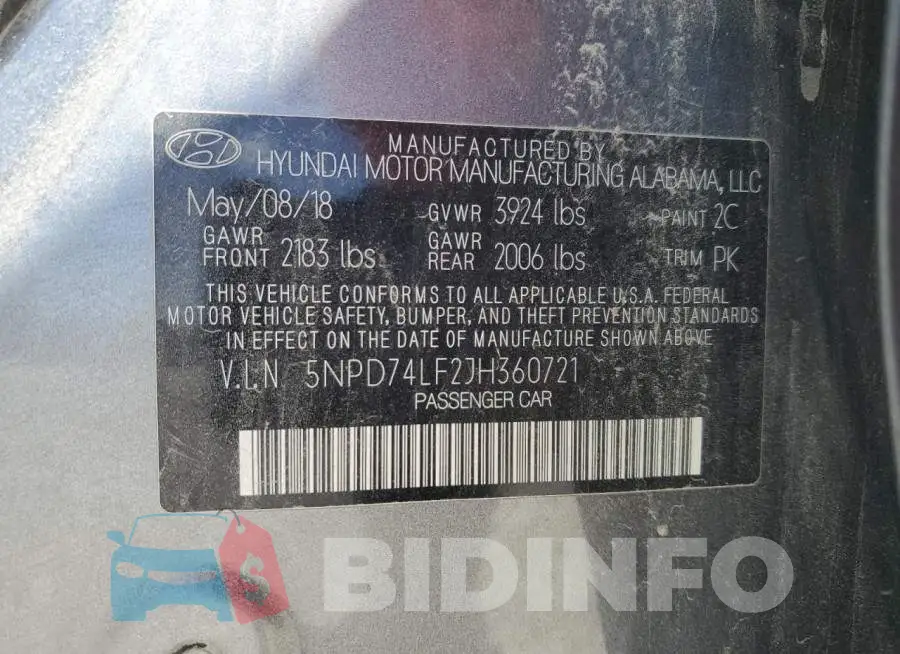 5NPD74LF2JH360721 Photo# 13