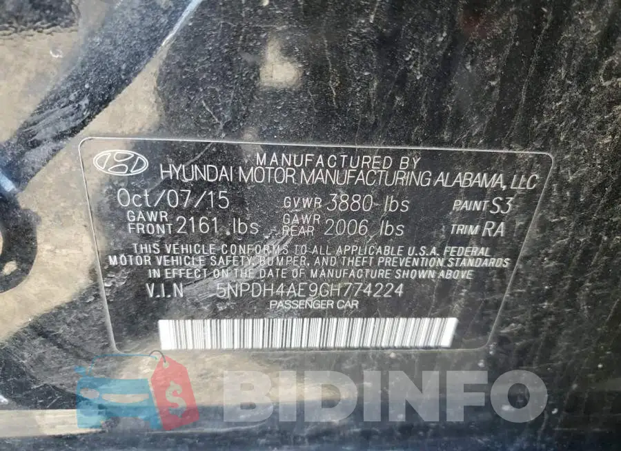 5NPDH4AE9GH774224 Photo# 12