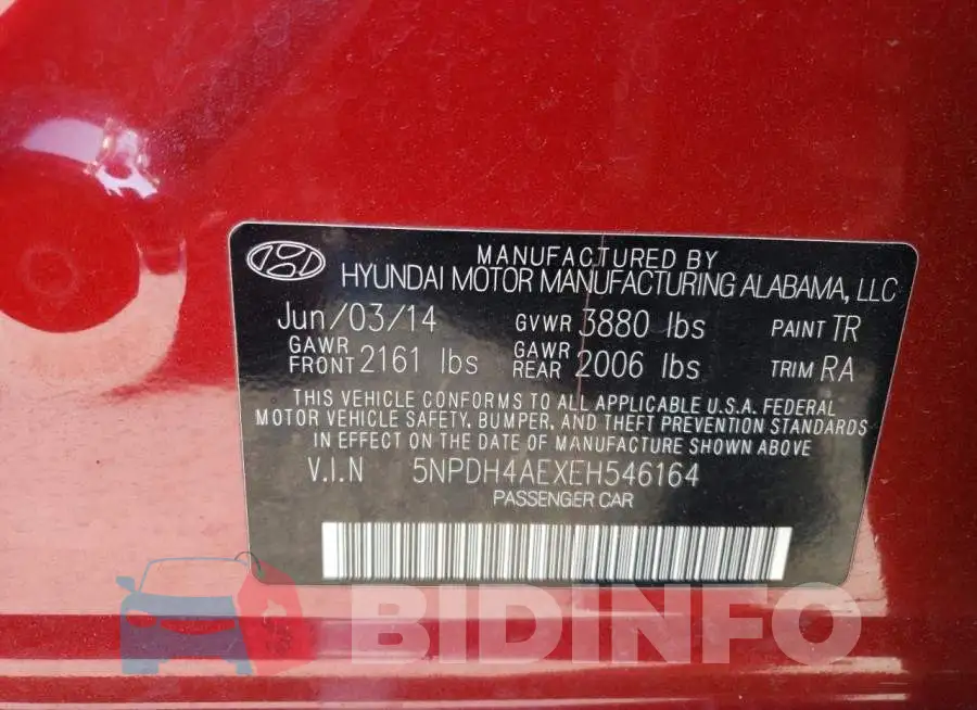 5NPDH4AEXEH546164 Photo# 12