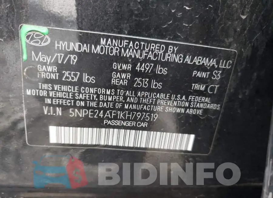 5NPE24AF1KH797519 Photo# 12