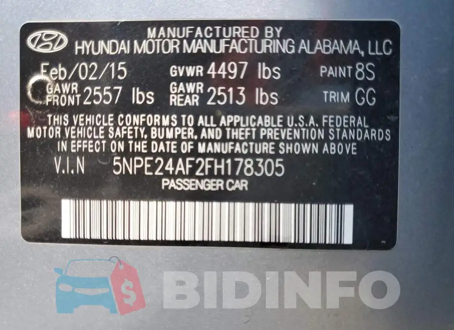 5NPE24AF2FH178305 Photo# 10
