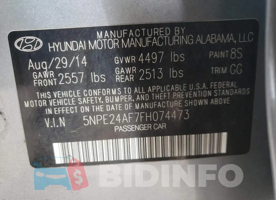 5NPE24AF7FH074473 Photo# 12