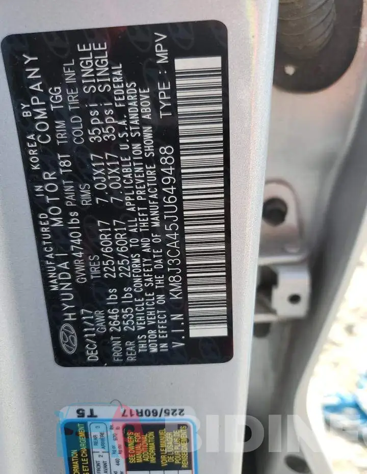 KM8J3CA45JU649488 Photo# 13