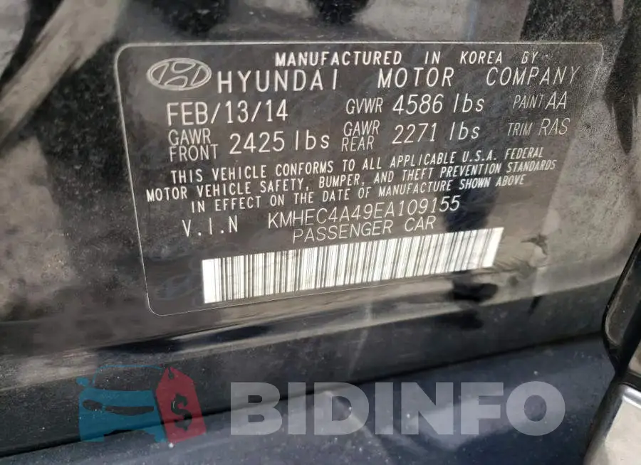 KMHEC4A49EA109155 Photo# 12
