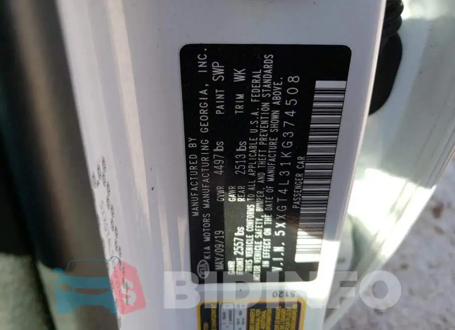 5XXGT4L31KG374508 Photo# 13
