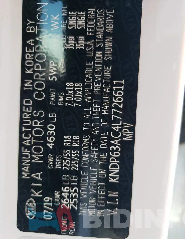 KNDP63AC4L7726611 Photo# 13