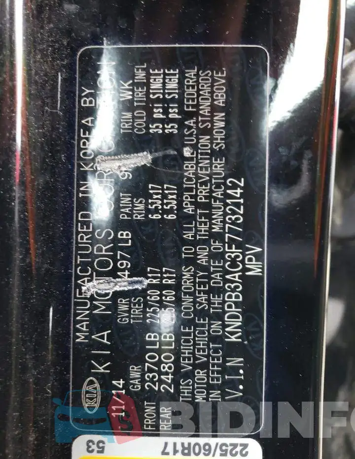 KNDPB3AC3F7732142 Photo# 13