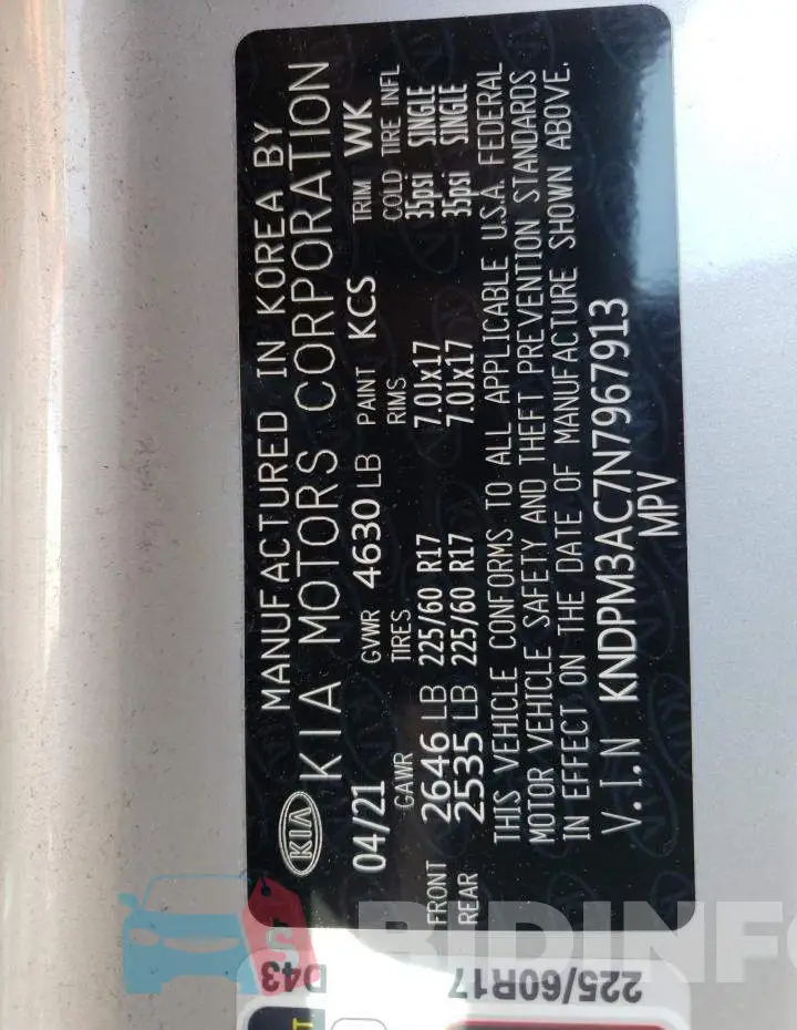KNDPM3AC7N7967913 Photo# 13