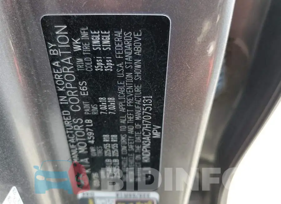 KNDPN3AC7H7075131 Photo# 12
