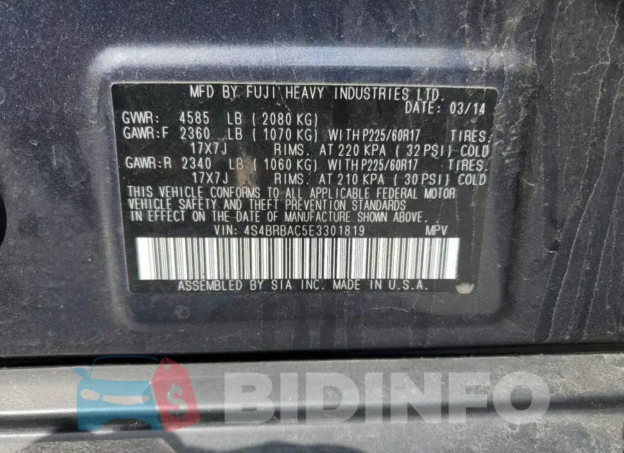 4S4BRBAC5E3301819 Photo# 13