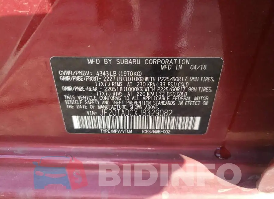 JF2GTADCXJ8329082 Photo# 13