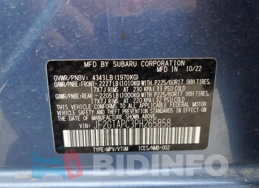 JF2GTAPC3PH265858 Photo# 12
