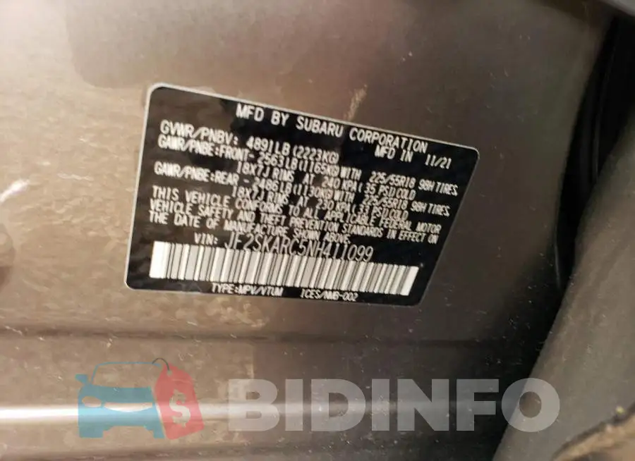 JF2SKARC5NH411099 Photo# 12