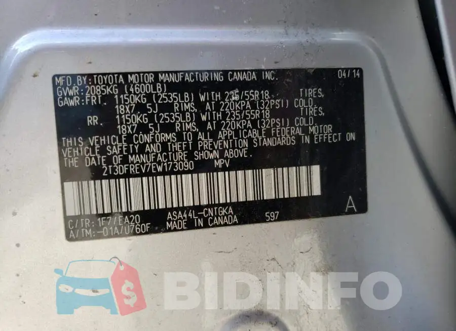2T3DFREV7EW173090 Photo# 14