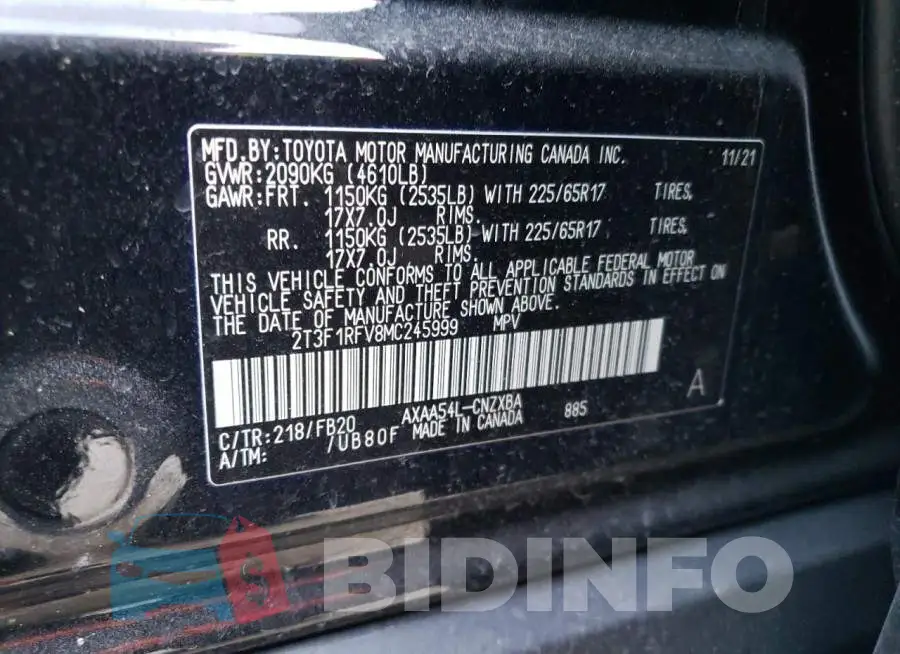 2T3F1RFV8MC245999 Photo# 13