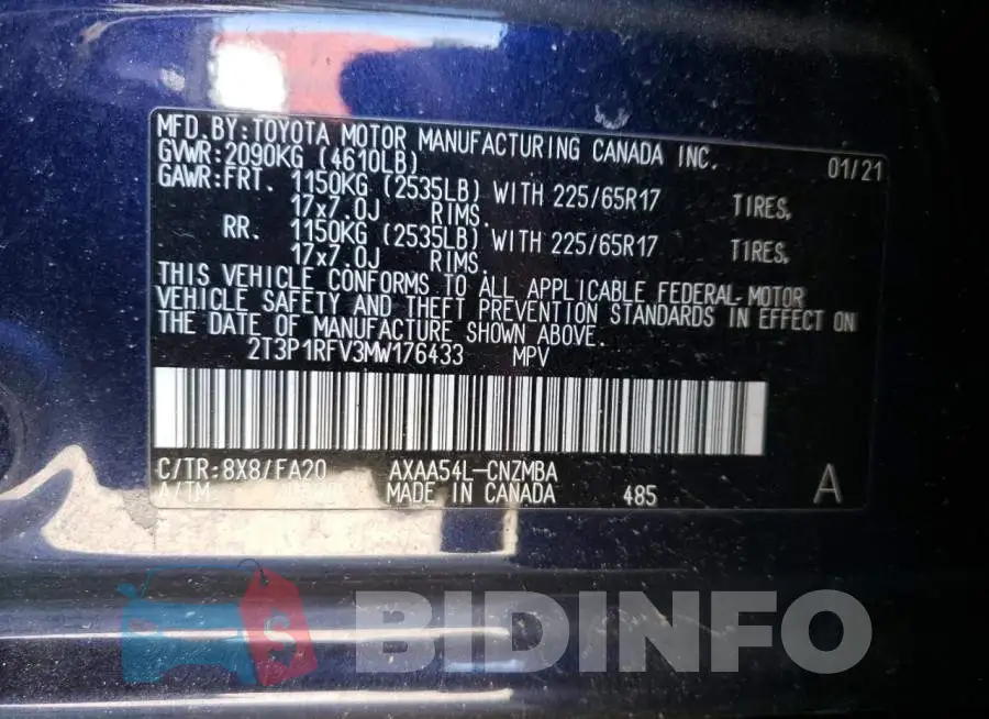 2T3P1RFV3MW176433 Photo# 13