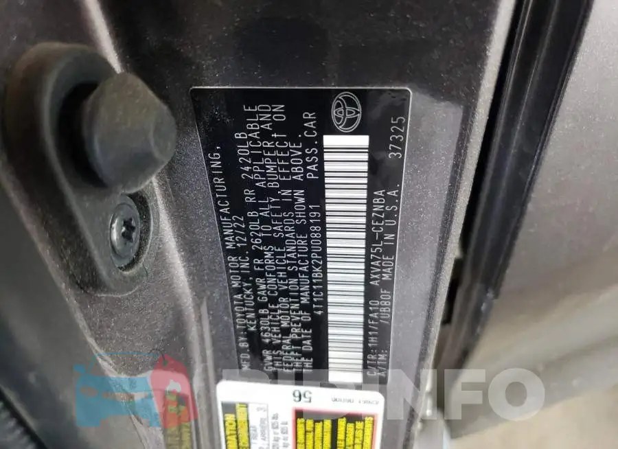 4T1C11BK2PU088191 Photo# 12