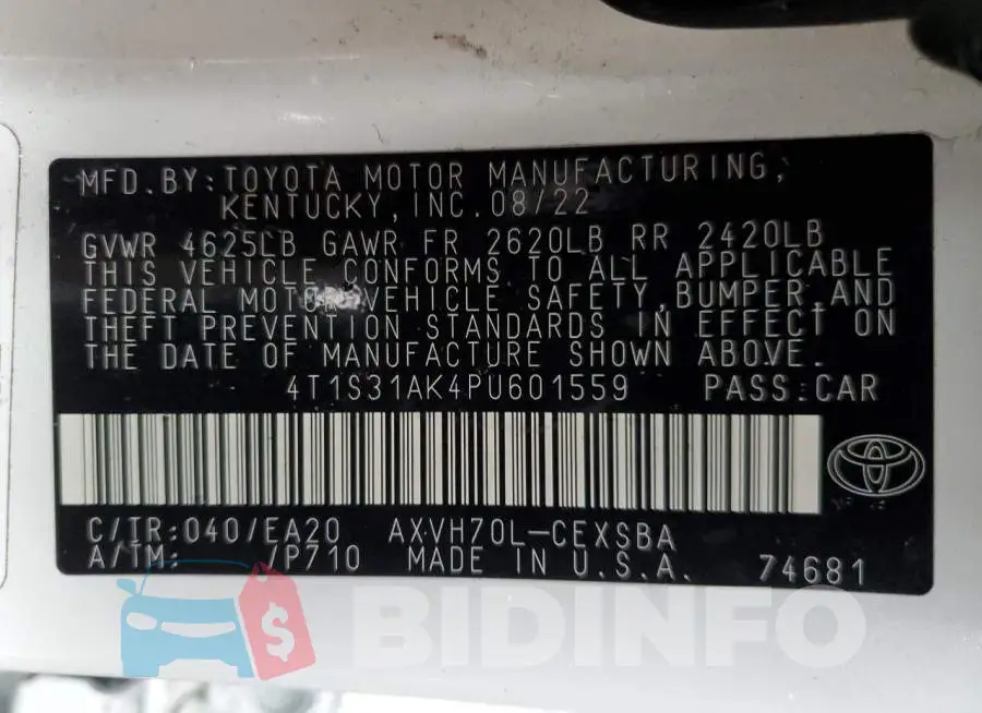 4T1S31AK4PU601559 Photo# 13