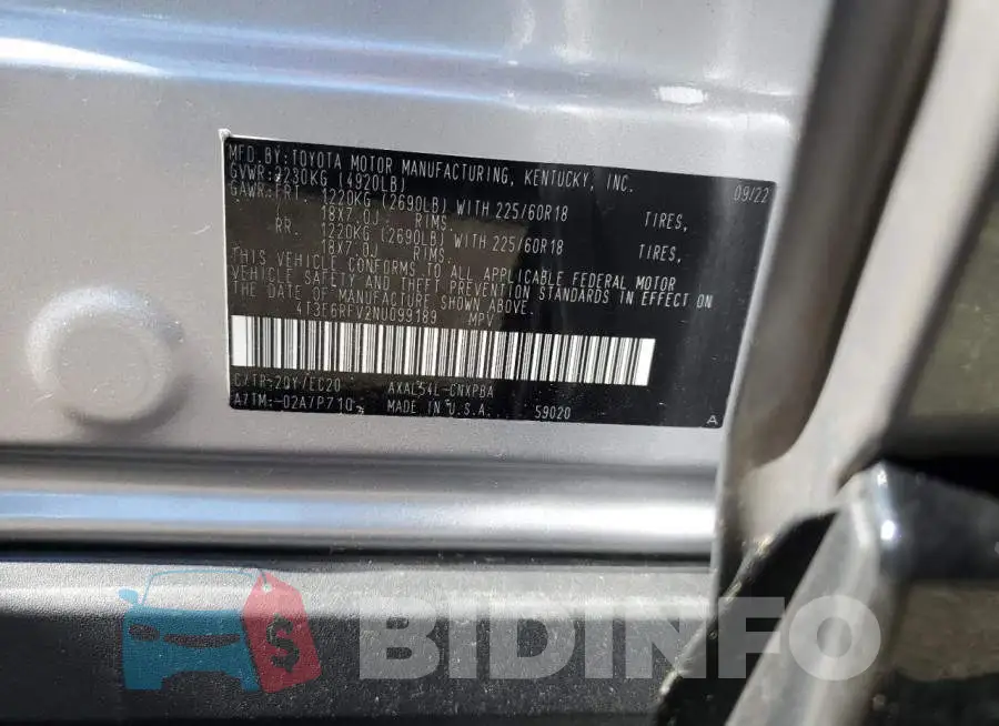 4T3E6RFV2NU099189 Photo# 12