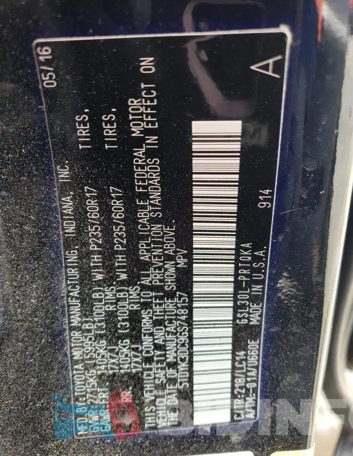 5TDYK3DC9GS748157 Photo# 12