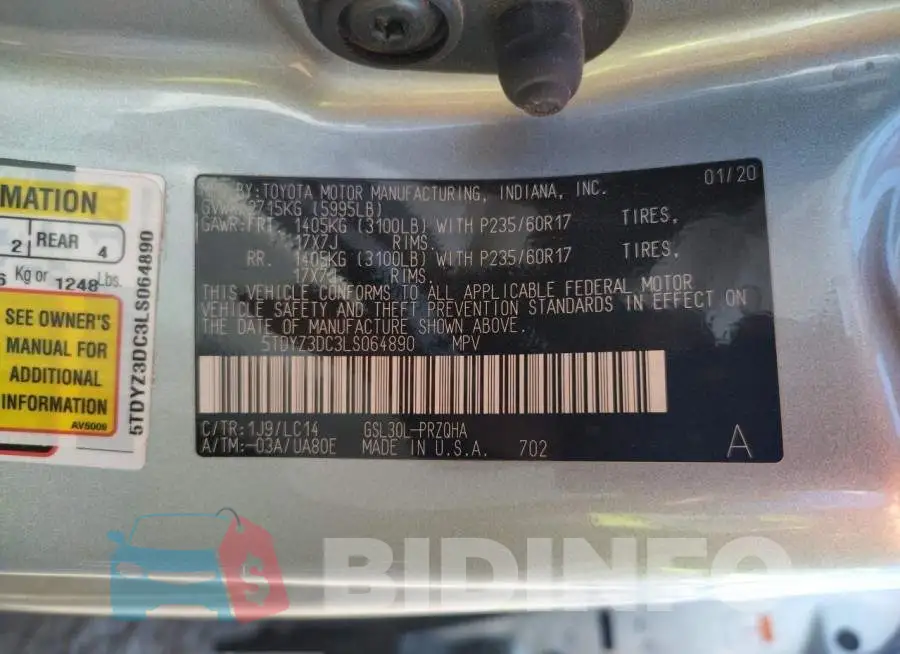 5TDYZ3DC3LS064890 Photo# 12