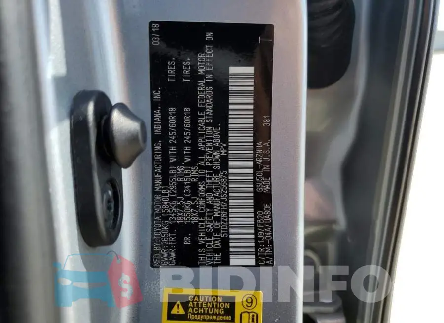 5TDZZRFH7JS256875 Photo# 14