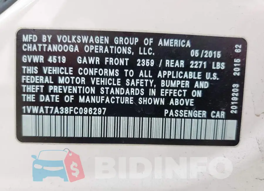1VWAT7A38FC096297 Photo# 13