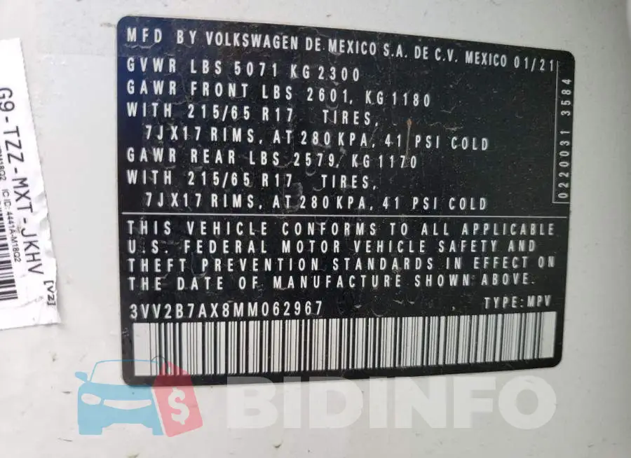 3VV2B7AX8MM062967 Photo# 14